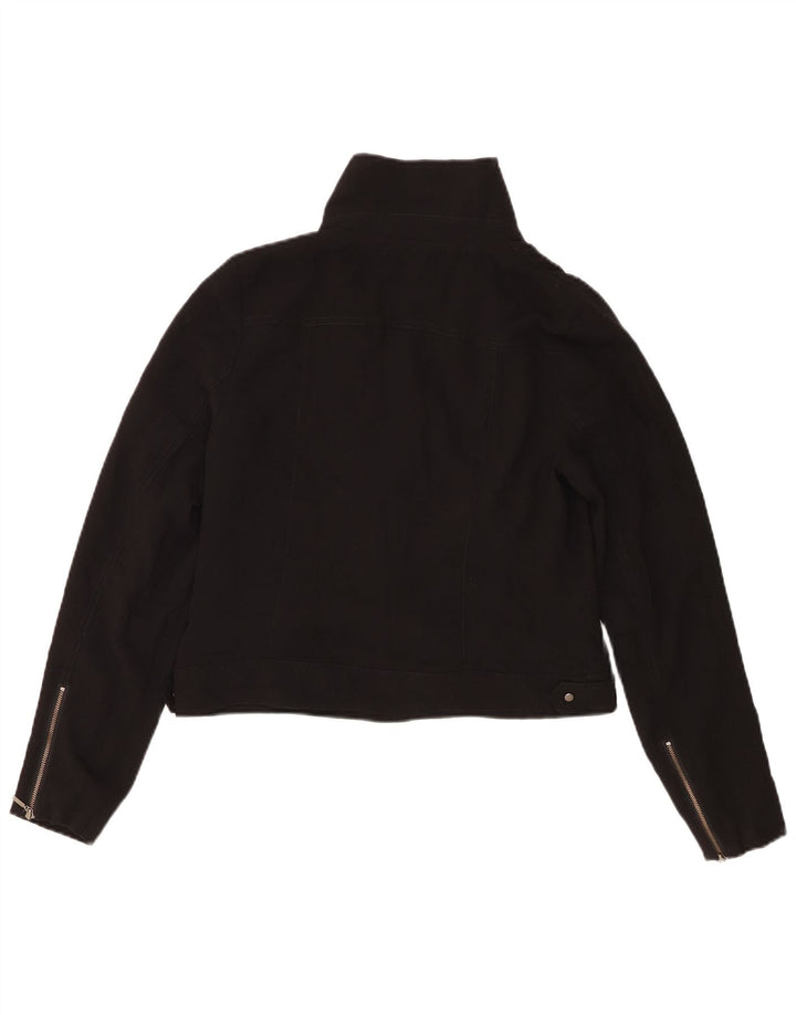Γυναικείο Oasis Crop Biker Jacket UK 12 Medium Black Polyester