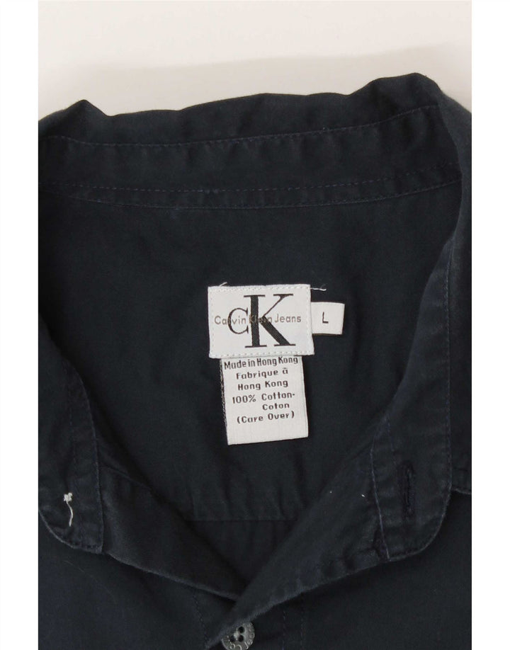 Calvin Klein Jeans Ανδρικό πουκάμισο μεγάλο Navy Blue βαμβακερό