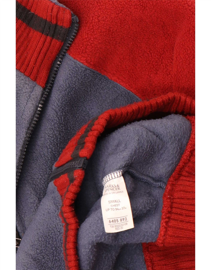 Marks & Spencer Ανδρικό Fleece Jacket UK 36 Small Blue Colourblock Πολυεστέρας