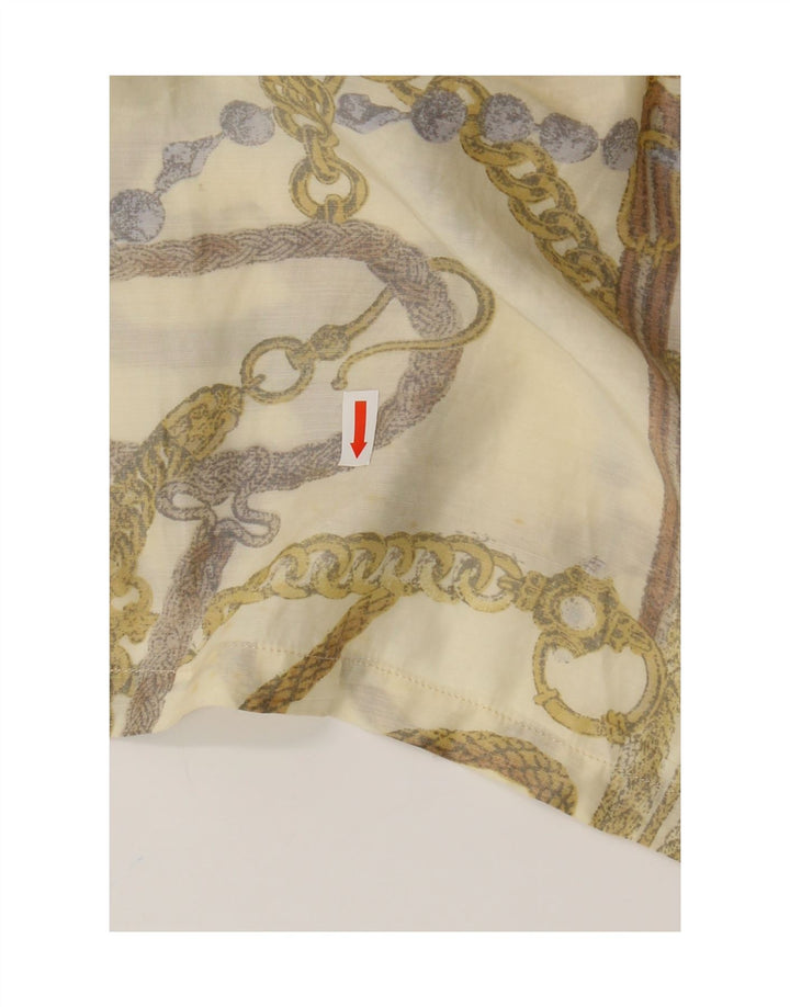 VINTAGE Γυναικεία Abstract Pattern Μπλούζα Top UK 16 Large Beige Acrylic