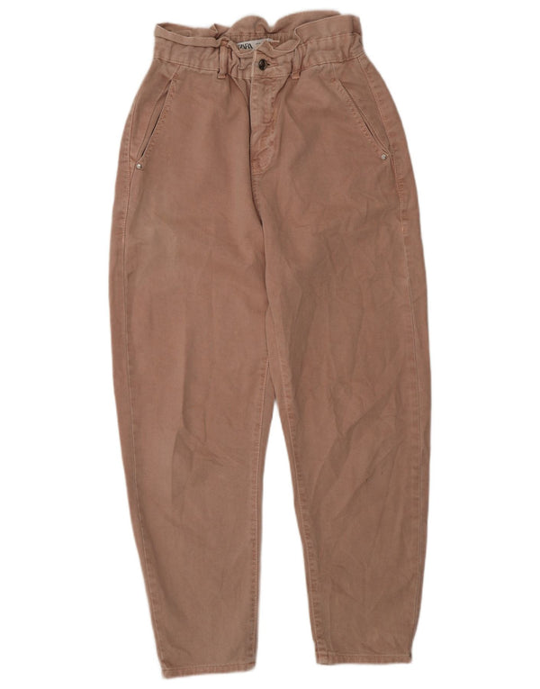 Zara Γυναικείο παντελόνι Chino με κωνικό ψηλόμεσο EU 36 XS W26 L26 Ροζ βαμβακερό