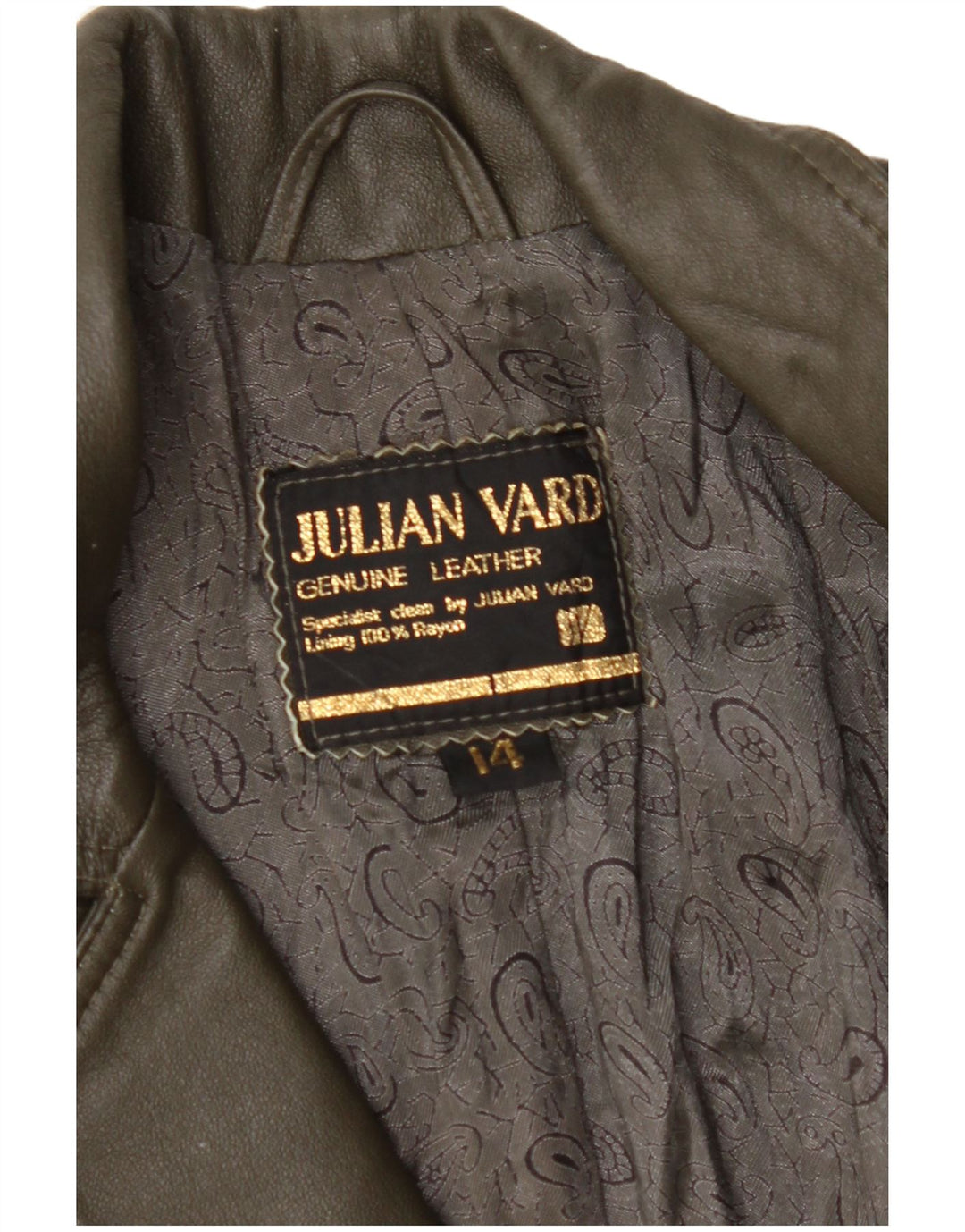 JULIAN VARD Γυναικείο Δερμάτινο Παλτό UK 14 Large Green Leather
