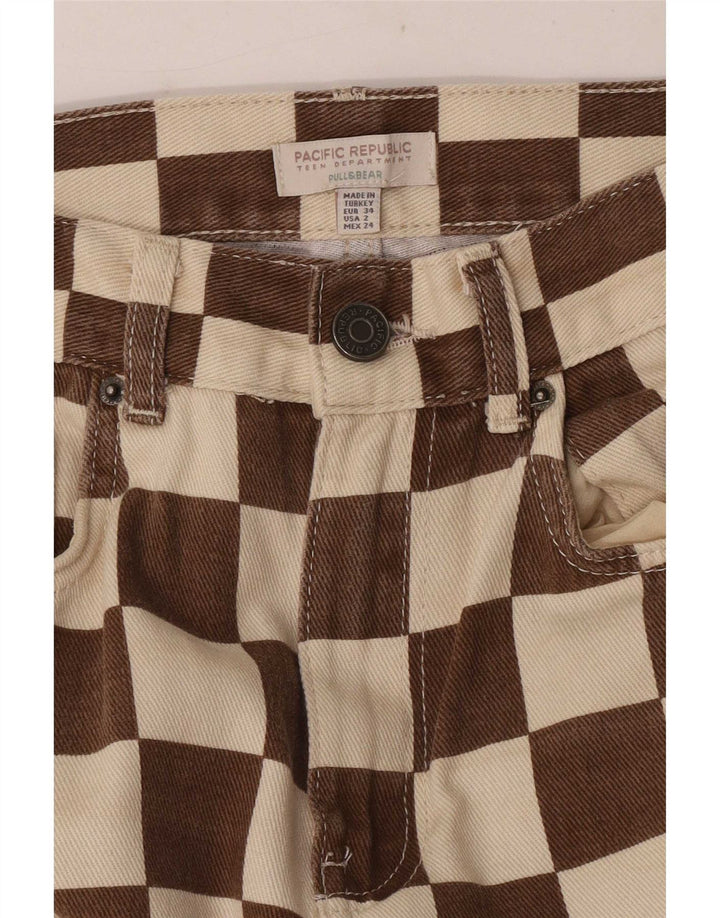 Pull & Bear Γυναικείο ίσιο τζιν EU 34 XS W24 L31 Καφέ γεωμετρικό