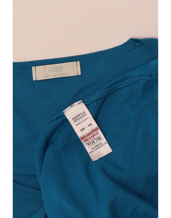 Marks & Spencer Γυναικείο Stretch τοπ μακρυμάνικο UK 14 μεσαία μπλε βισκόζη