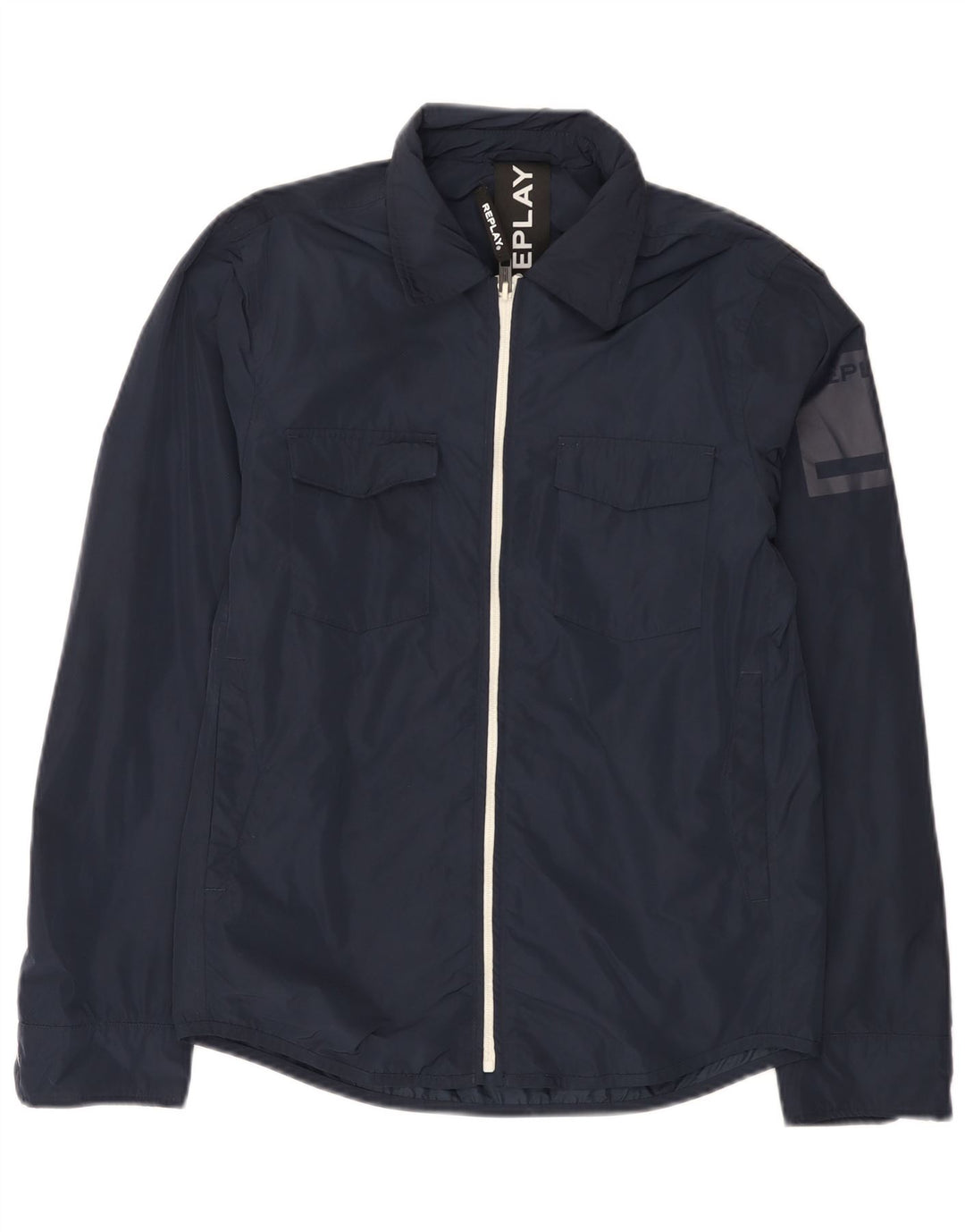 Replay Ανδρικό γραφικό Rain Jacket UK 36 Small Navy Blue Polyester