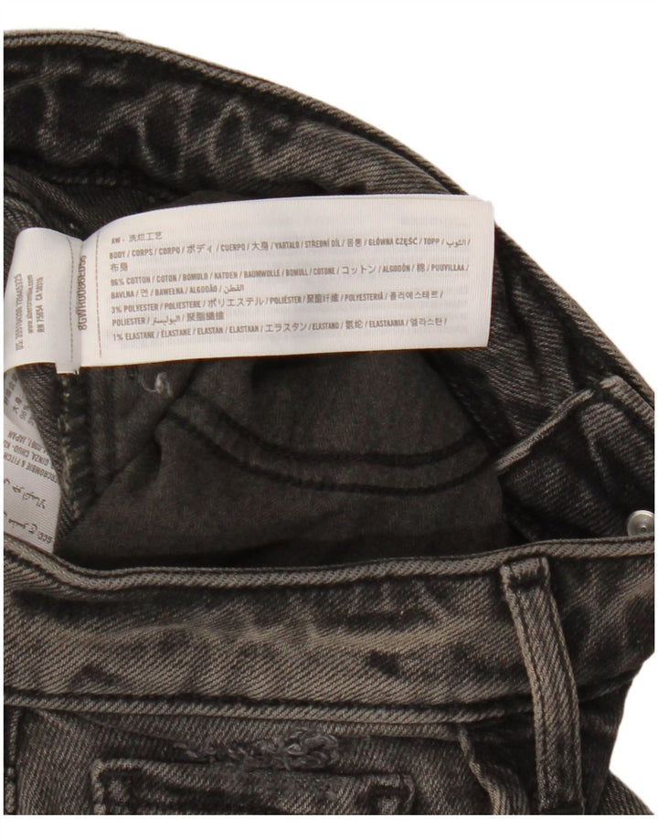 HOLLISTER γυναικείο ταλαιπωρημένο ψηλό ίσιο τζιν W25 L27 μαύρο βαμβακερό