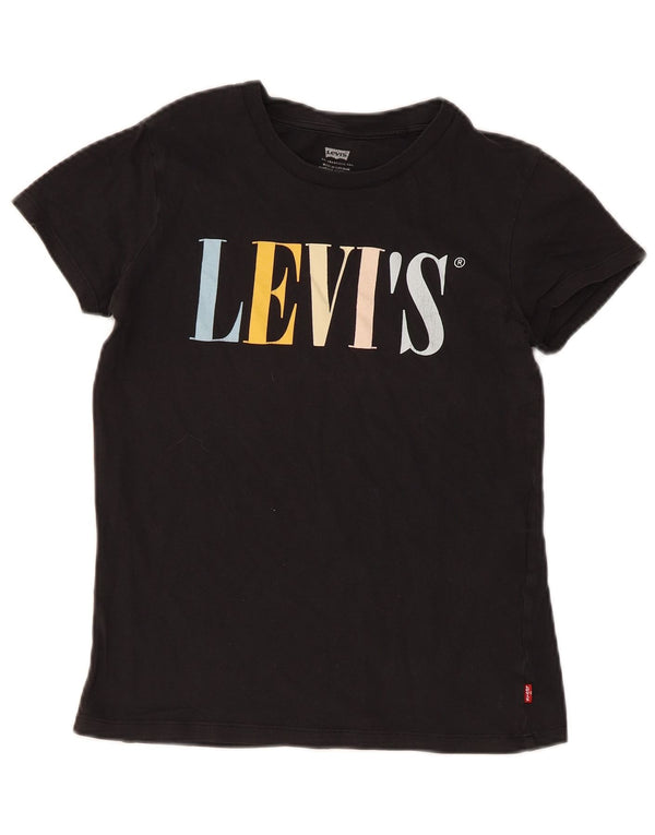 Γυναικείο γραφικό μπλουζάκι Levi's Top UK 2 2XS Μαύρο βαμβακερό