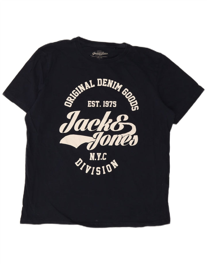 Ανδρικό γραφικό μπλουζάκι Jack & Jones Top 2XL Navy Blue