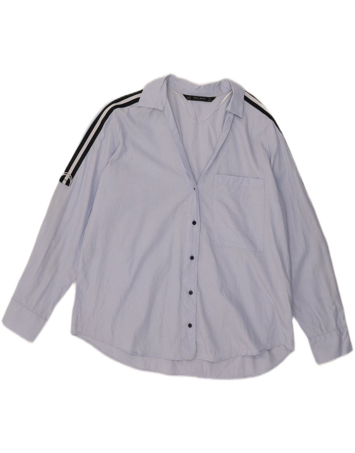 Zara Γυναικείο πουκάμισο Oversized UK 6 XS Μπλε βαμβακερό