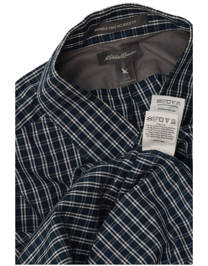 Eddie Bauer Ανδρικό πουκάμισο Relaxed Fit Large Navy Blue από βαμβάκι