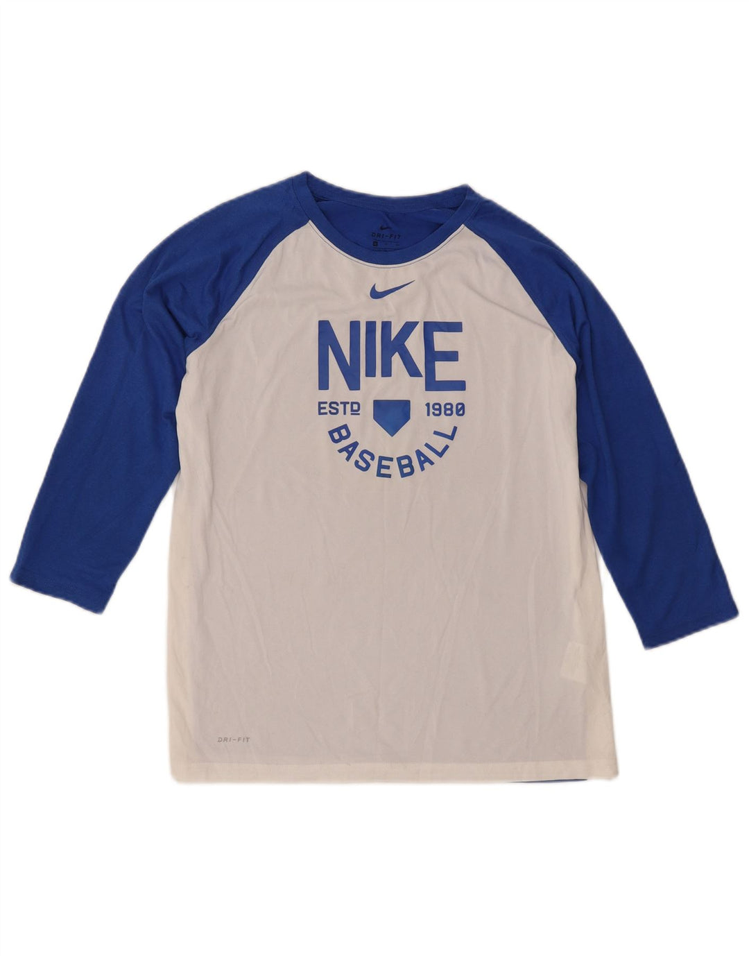 Γυναικείο γραφικό μπλουζάκι NIKE Dri Fit 3/4 μανίκι UK 18 XL Λευκό χρώμα