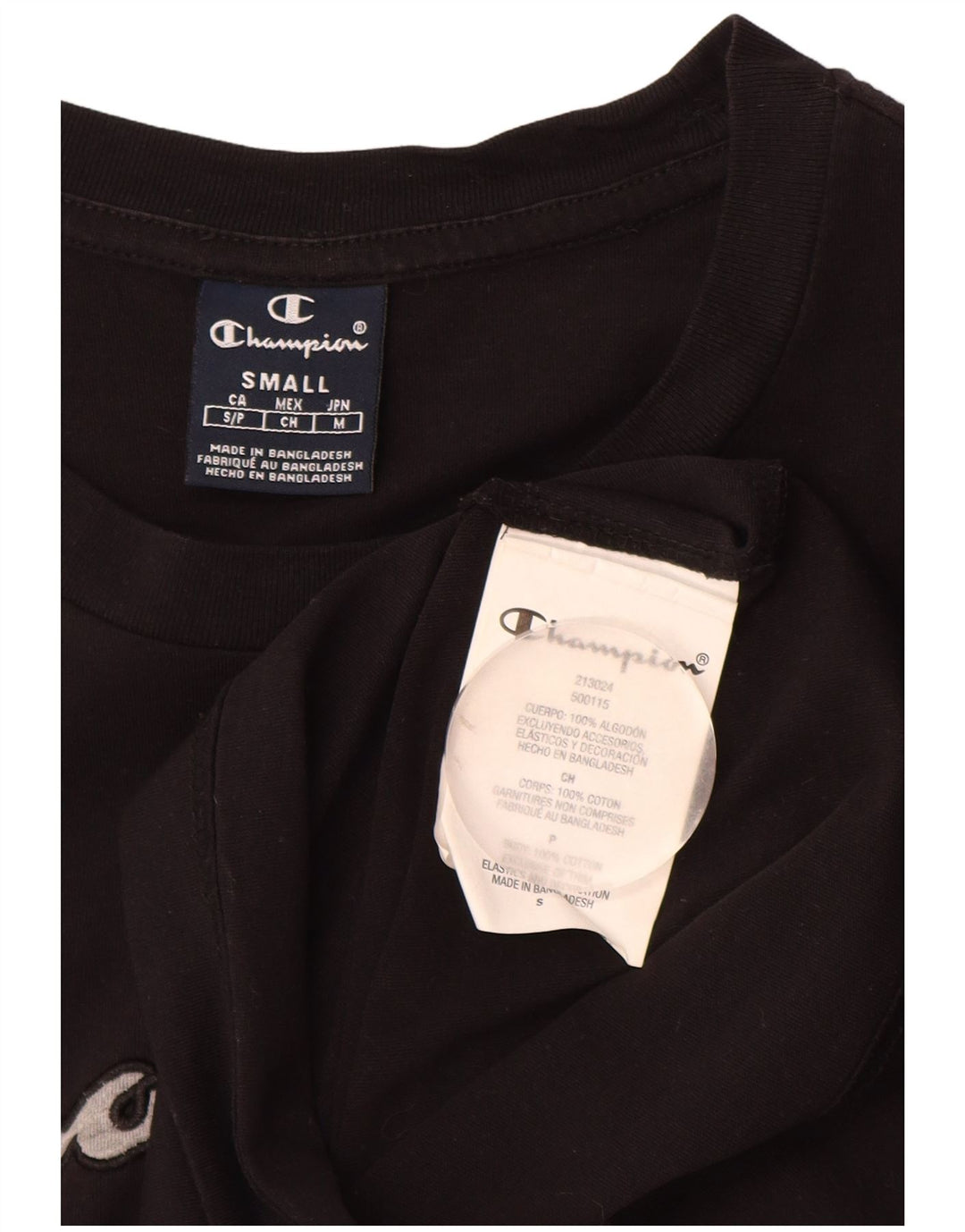 CHAMPION Ανδρικό γραφικό T-Shirt Top Μικρό μαύρο βαμβακερό