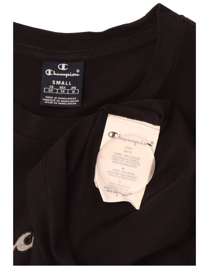 CHAMPION Ανδρικό γραφικό T-Shirt Top Μικρό μαύρο βαμβακερό