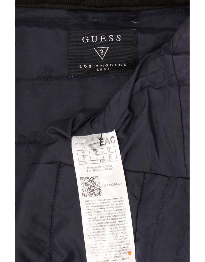 Ανδρικό μπουφάν Guess UK 40 Large Navy Blue από βαμβάκι
