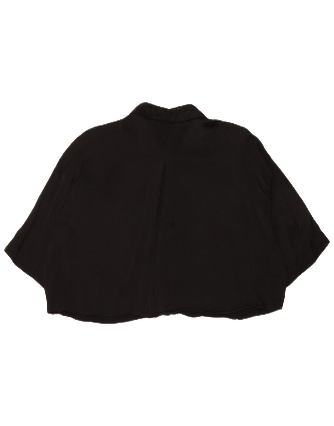 Zara Γυναικείο πουκάμισο 3/4 με μανίκια Crop μπλούζα UK 14 Medium Black
