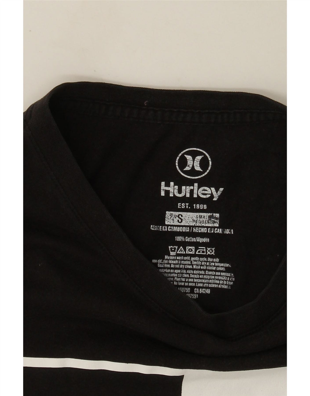 Ανδρικό γραφικό μπλουζάκι Hurley, μικρό μαύρο βαμβακερό