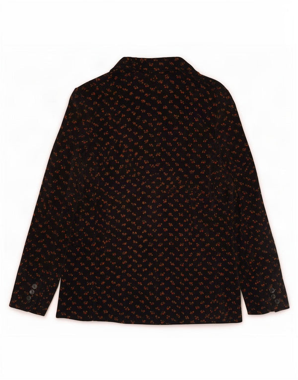 Vintage γυναικείο βελούδινο σακάκι 3 κουμπιών IT 48 XL Μαύρο Floral