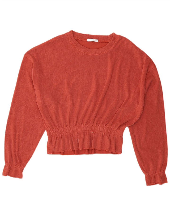 Zara γυναικεία υπερμεγέθη Crop μακρυμάνικη μπλούζα τοπ UK 10 Small Orange