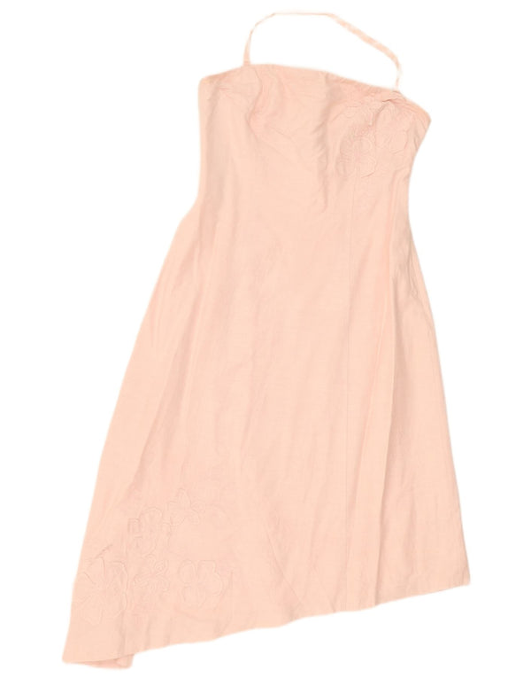 Γυναικείο Asymmetric Halter φόρεμα Oasis UK 12 Medium Pink Floral Viscose