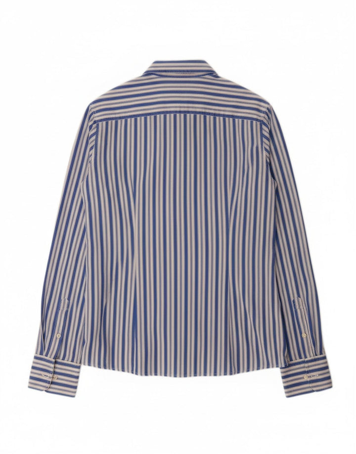 TOMMY HILFIGER Womens Shirt US 8 Medium Blue Striped Cotton