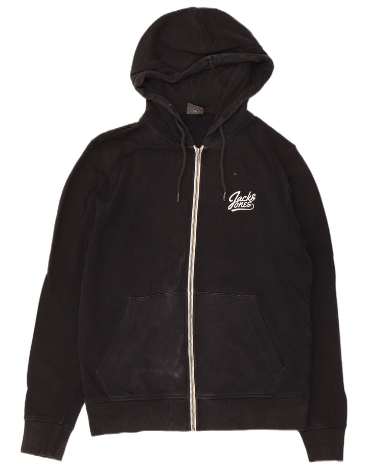 Ανδρικό πουλόβερ Jack & Jones με φερμουάρ, μεσαίο μαύρο βαμβακερό