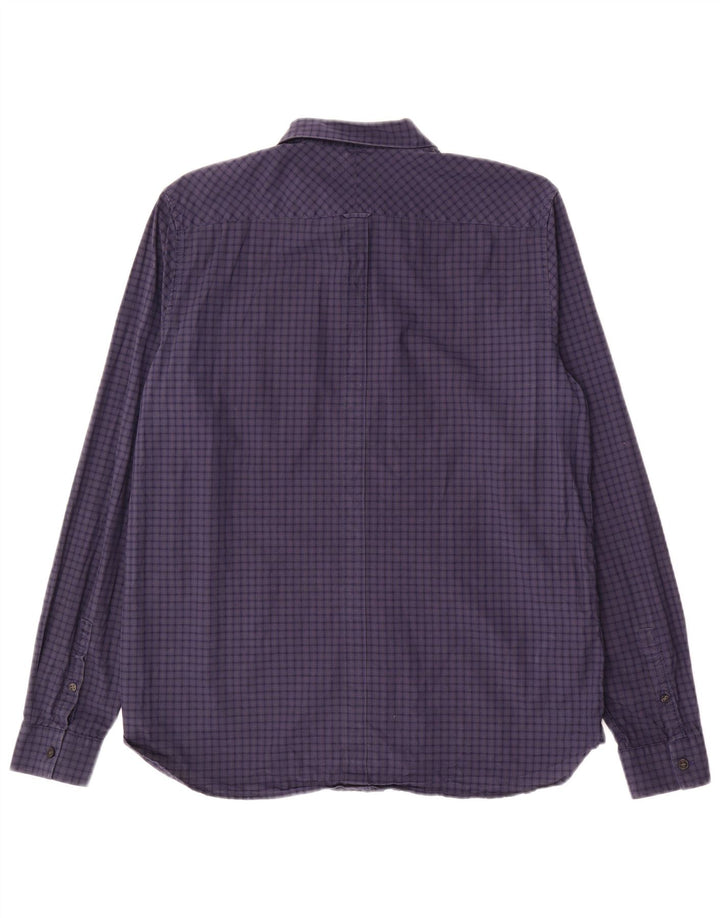 FRED PERRY Ανδρικό πουκάμισο μεγάλο Navy Blue Gingham Cotton