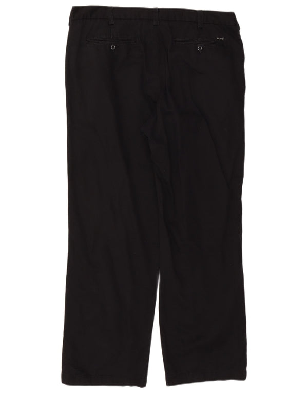 Izod Mens Straight Chino Trousers W38 L32 Black Cotton Classic
