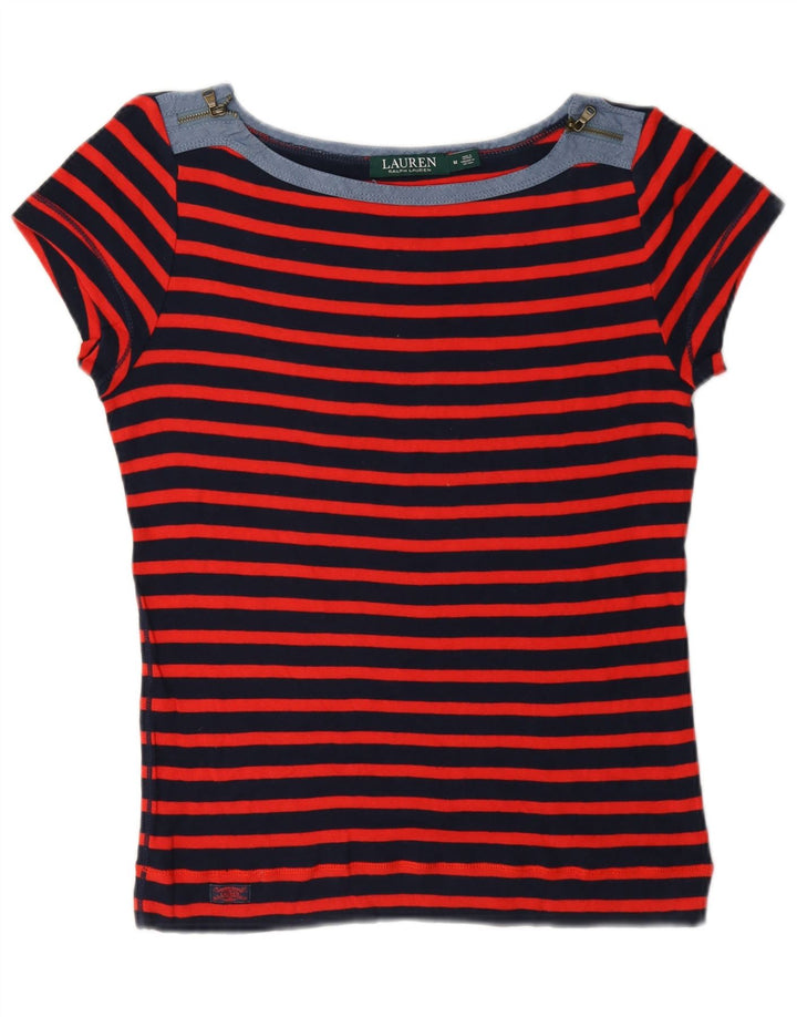 Ralph Lauren Γυναικείο T-Shirt Top UK 14 Μεσαίο κόκκινο ριγέ