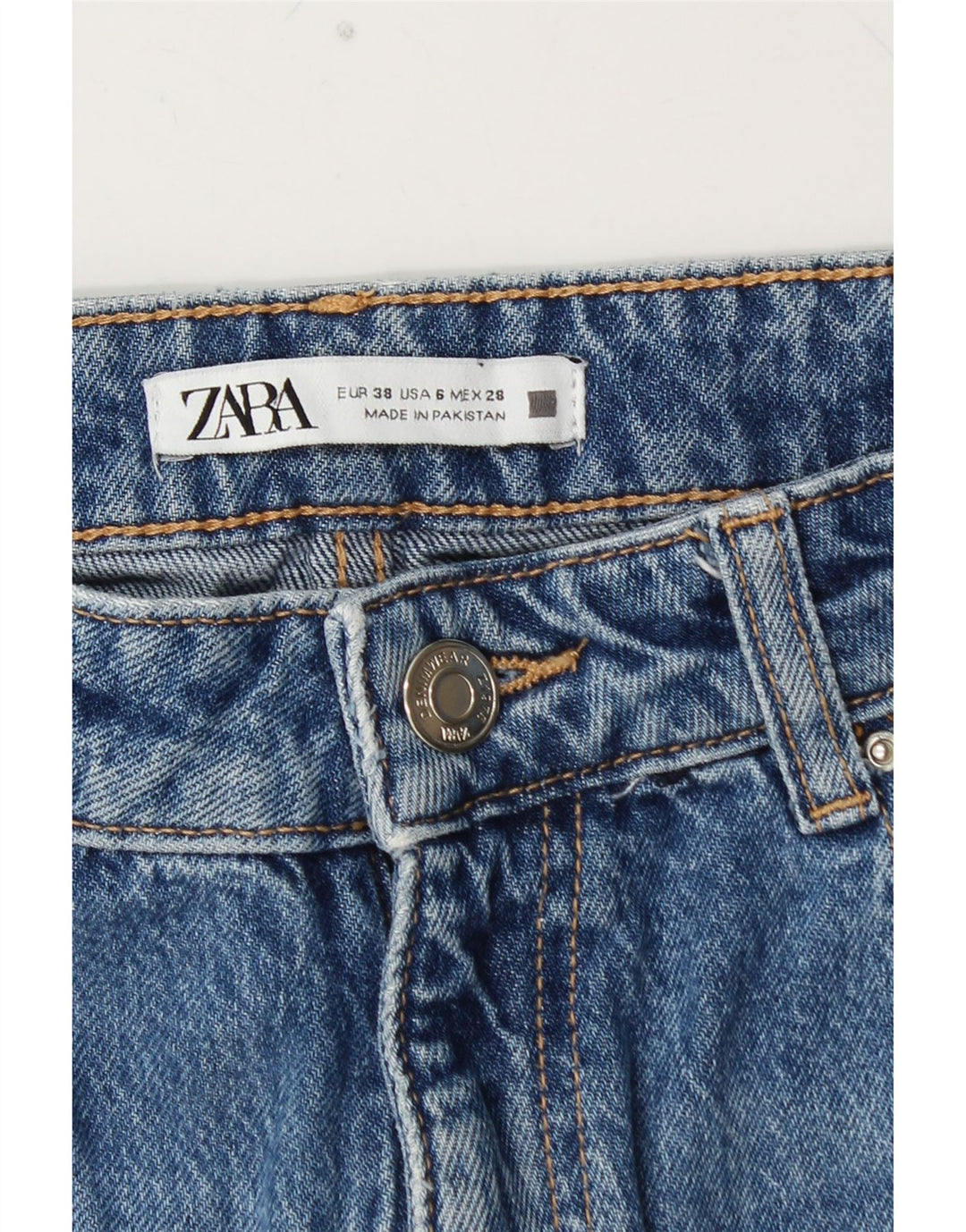 ZARA Γυναικείο ψηλόμεσο τζιν EU 38 Small W28 L28 Blue