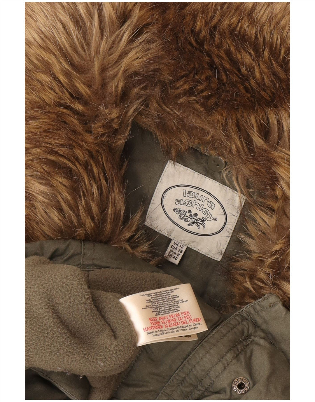 Laura Ashley Γυναικείο Μπουφάν Parka UK 12 Medium Khaki Cotton
