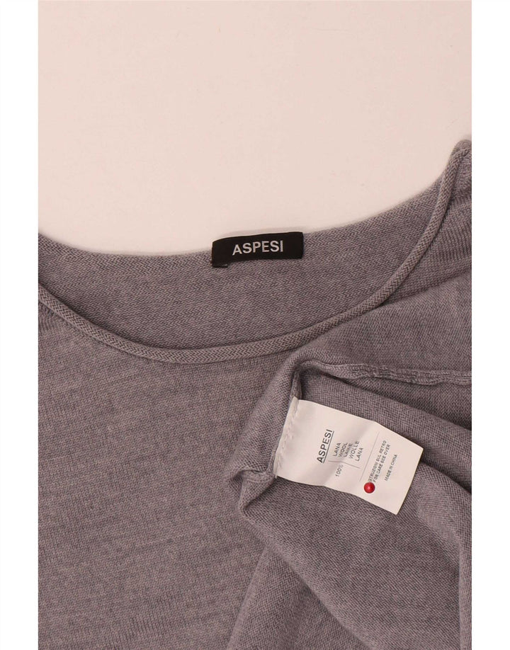 Aspesi Γυναικείο πουλόβερ με λαιμόκαυστο UK 16 Large Grey Wool