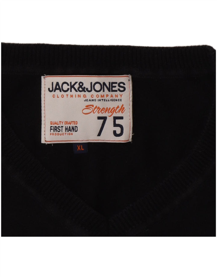 Ανδρικό πουλόβερ Jack & Jones με V λαιμόκοψη XL Navy Blue