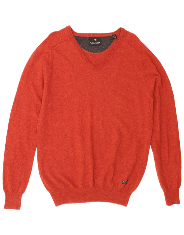 SCOTCH & SODA Mens V-Neck Jumper Sweater XL Red Lambswool