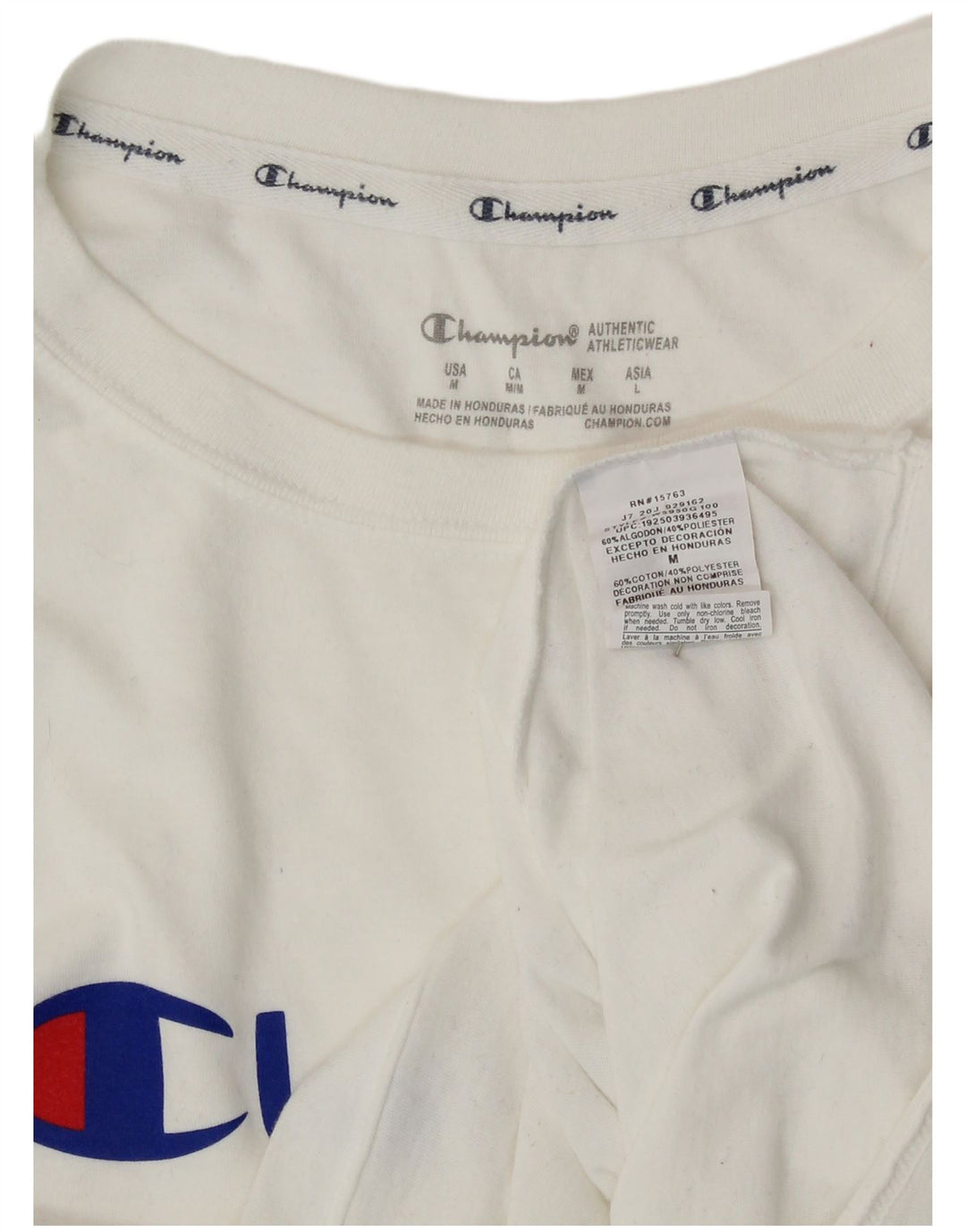 CHAMPION Womens Crop Graphic T-Shirt Top UK 14 Medium White
