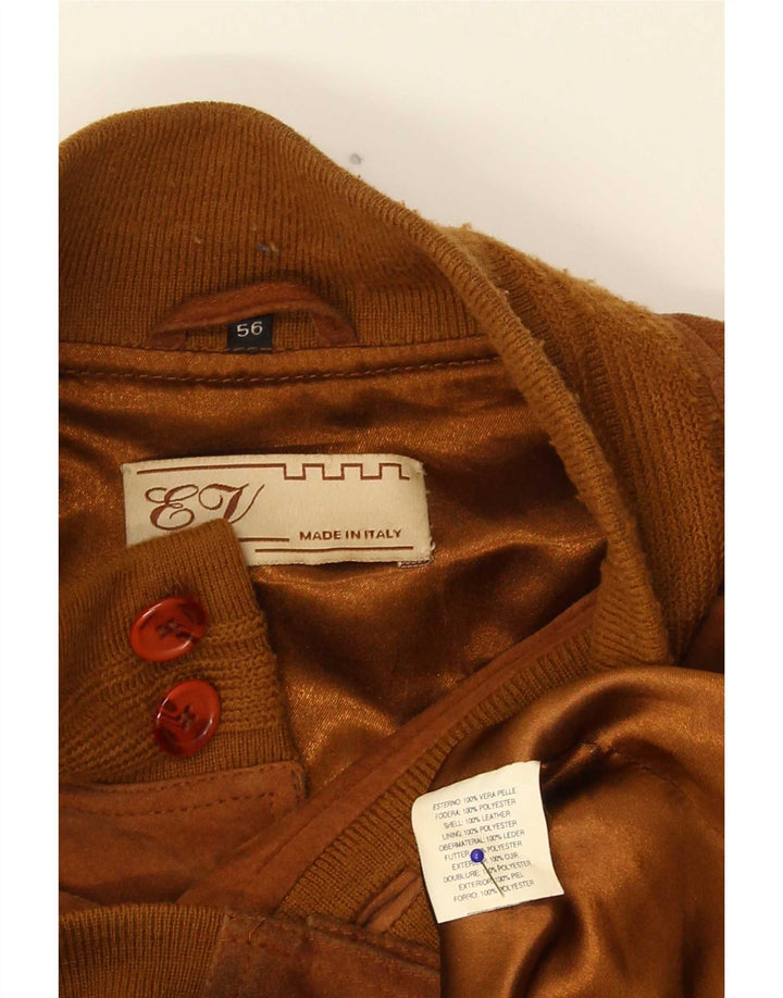 Vintage Ανδρικό Suede Bomber Jacket IT 56 3XL Καφέ Δερμάτινο