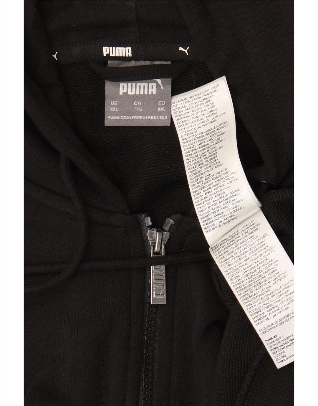 Ανδρικό πουλόβερ με κουκούλα με φερμουάρ Puma 2XL μαύρο βαμβακερό