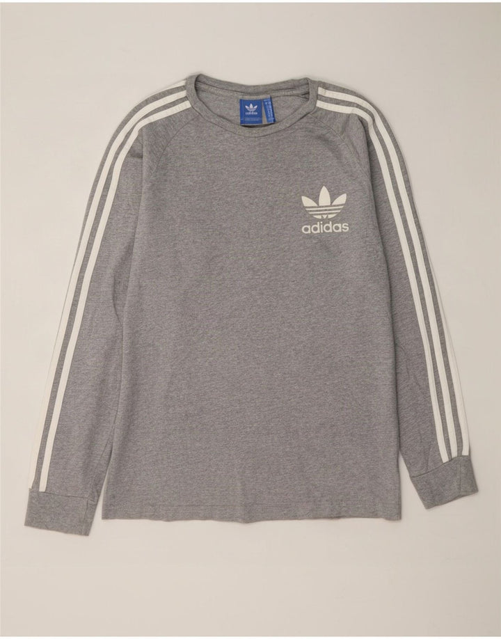 Ανδρικό τοπ Adidas μακρυμάνικο βαμβακερό μεσαίο γκρι