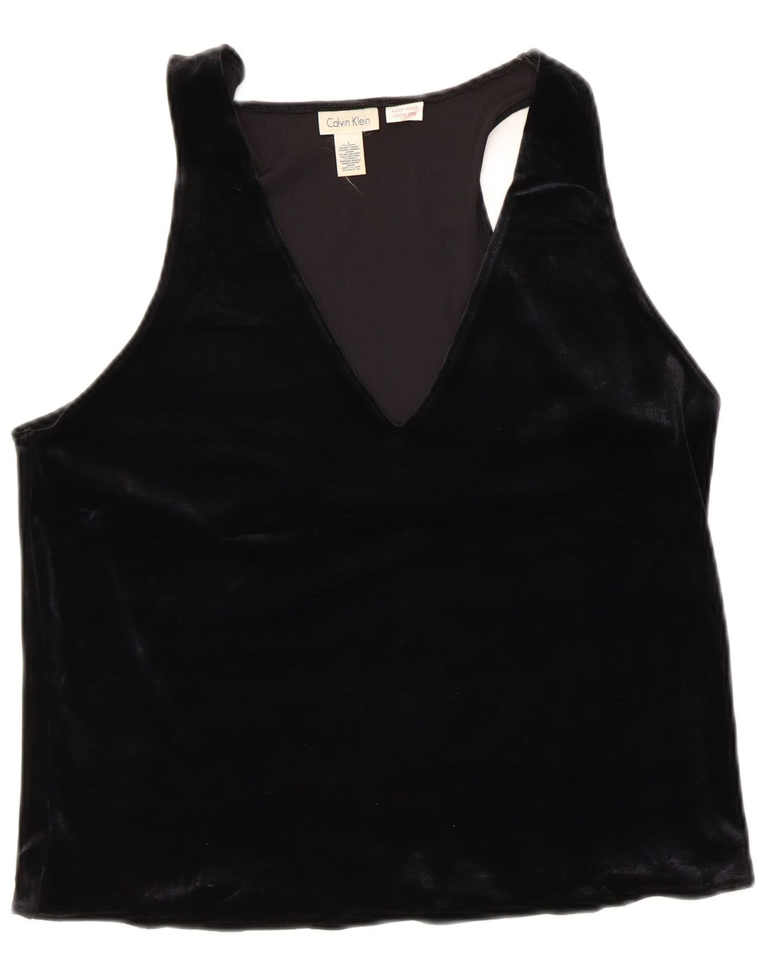 Γυναικεία αμάνικη μπλούζα CALVIN KLEIN τοπ UK 14 μεγάλο μαύρο πολυεστέρα