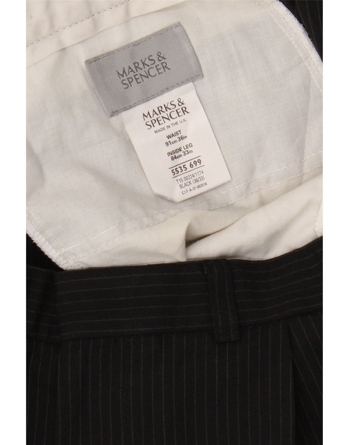 Marks & Spencer Ανδρικό παντελόνι με καρφίτσα W36 L33 Μαύρη ρίγα πολυεστέρας