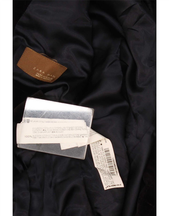 Zara Ανδρικό βελούδινο τζάκετ μπλέιζερ με 1 κουμπί EU 50 Μεσαίο μαύρο βαμβακερό