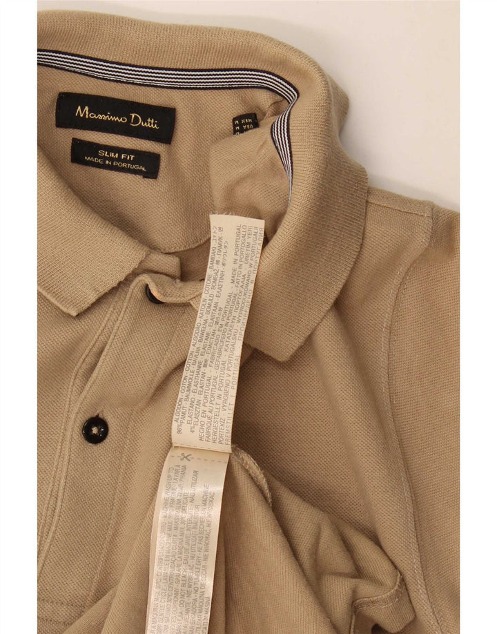Massimo Dutti Ανδρικό πουκάμισο Polo Slim Fit Βαμβακερό μεσαίο μπεζ