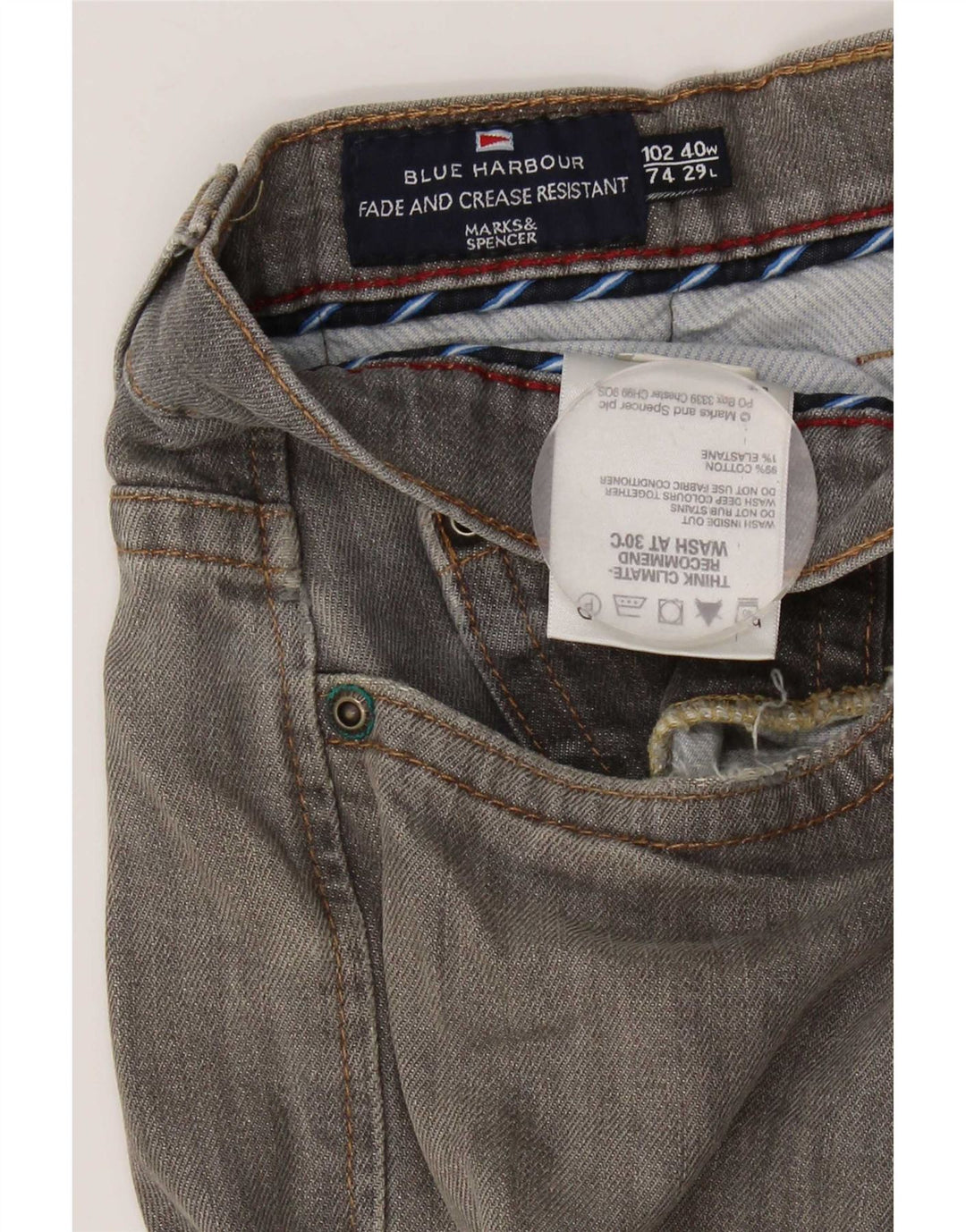 Ανδρικό τζιν Marks & Spencer Blue Harbour Straight W40 L29 Γκρι βαμβακερό