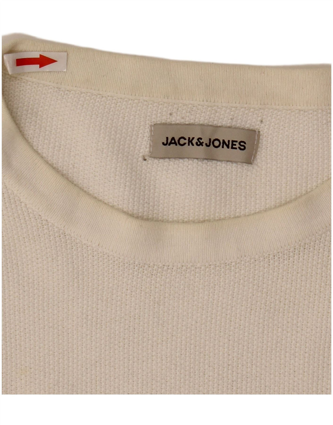 Jack & Jones Ανδρικό πουλόβερ με λαιμόκοψη μεγάλο λευκό βαμβακερό
