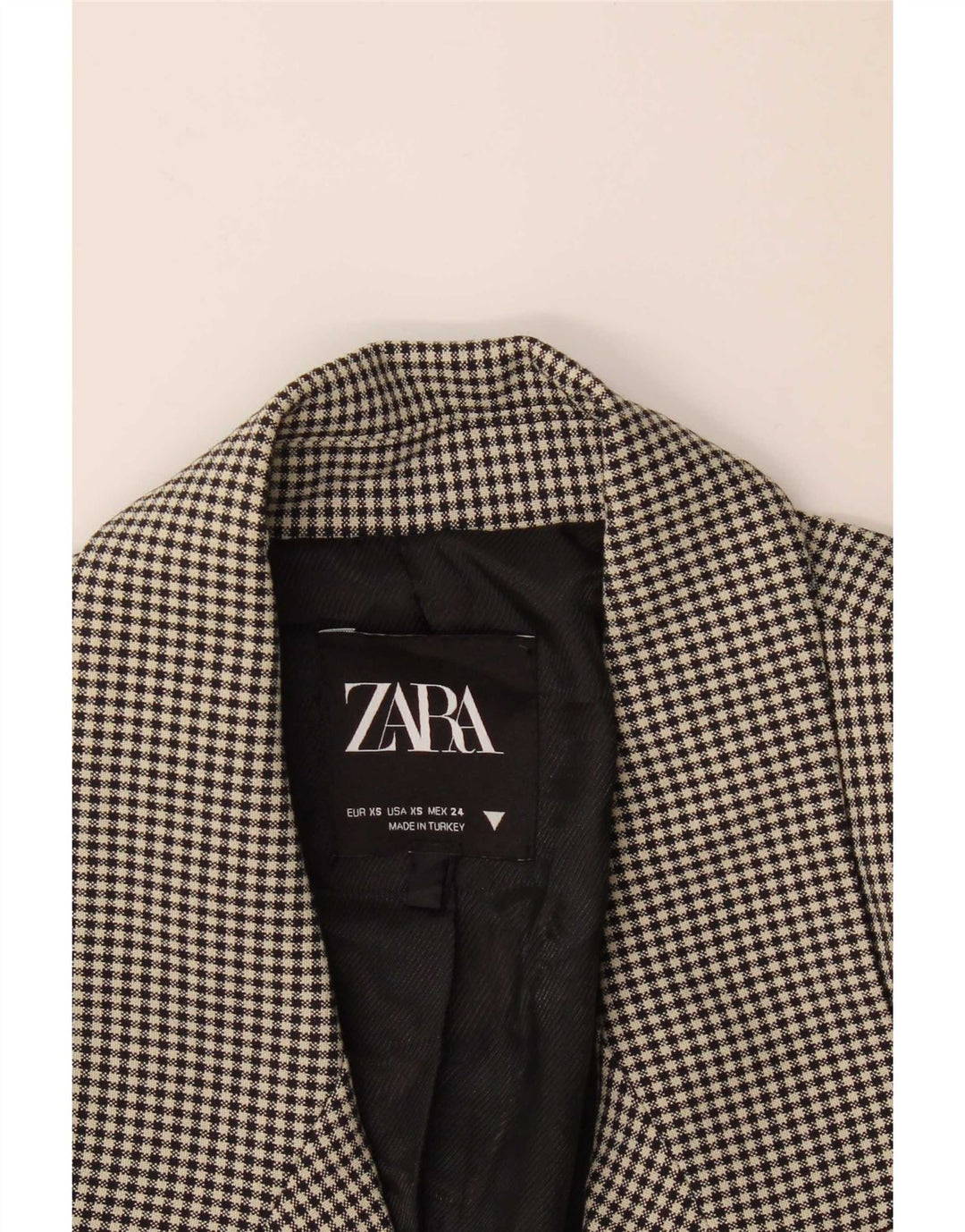 Zara Γυναικείο Μπλέιζερ Διπλό Μπουφάν UK 6 XS Μαύρο Gingham