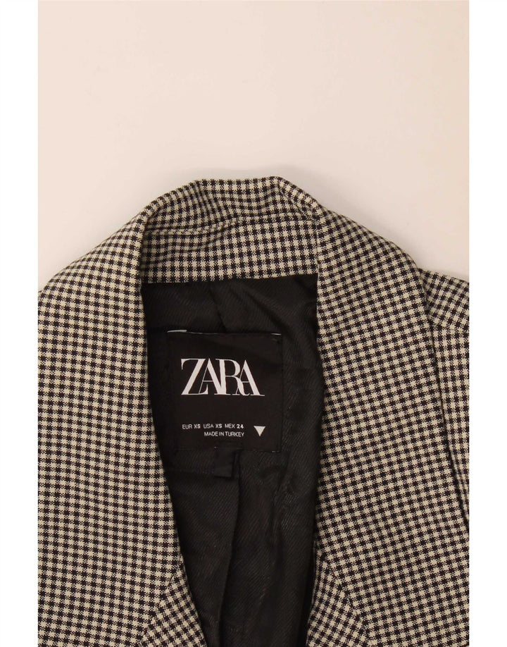 Zara Γυναικείο Μπλέιζερ Διπλό Μπουφάν UK 6 XS Μαύρο Gingham