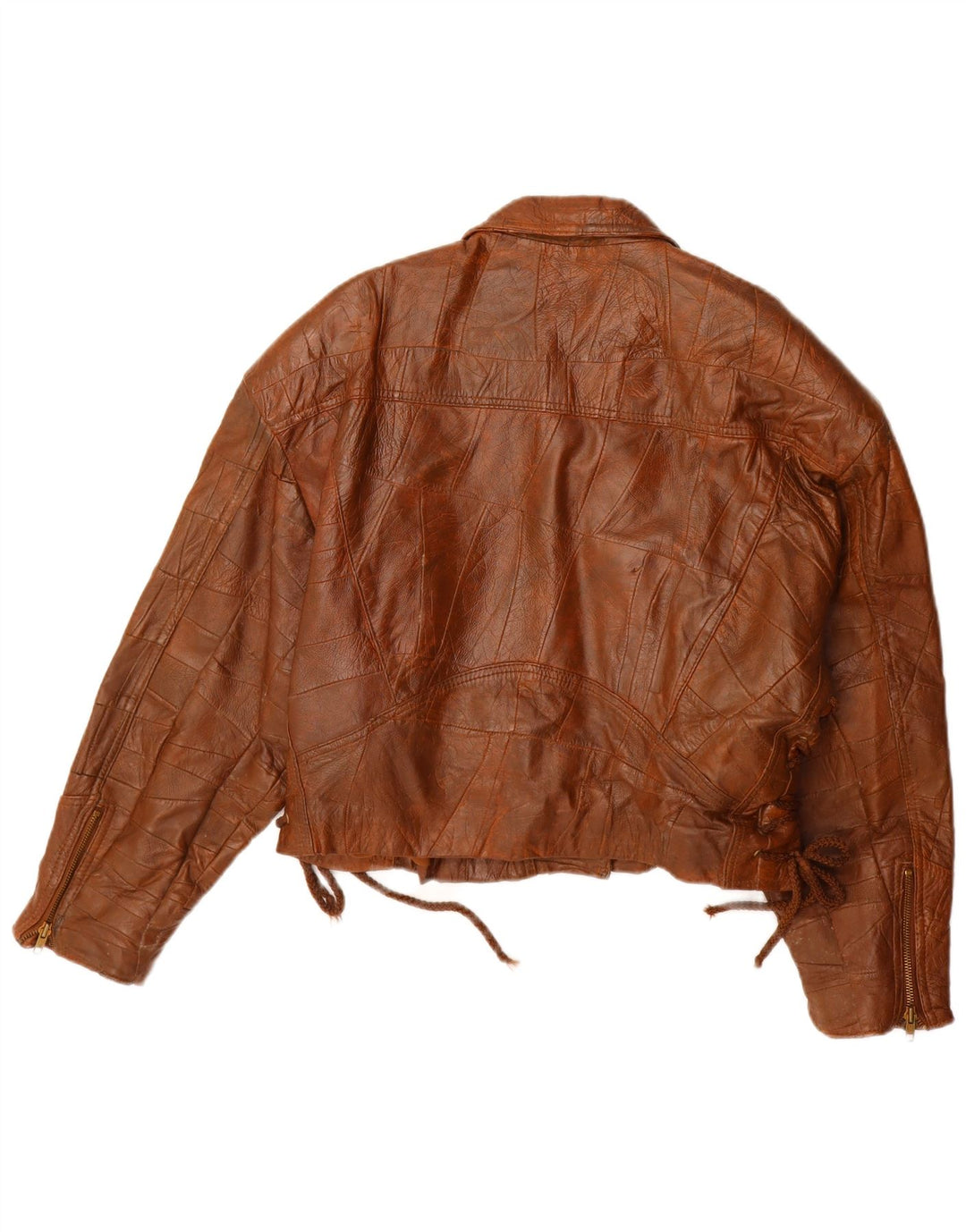 Vintage Γυναικείο Δερμάτινο Μπουφάν IT 42 Μεσαίο Καφέ Δερμάτινο Patchwork