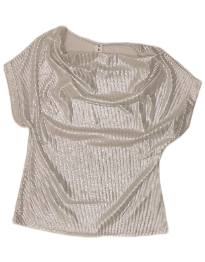 Vintage γυναικεία μπλούζα τοπ UK 16 μεγάλη ασημί βισκόζη