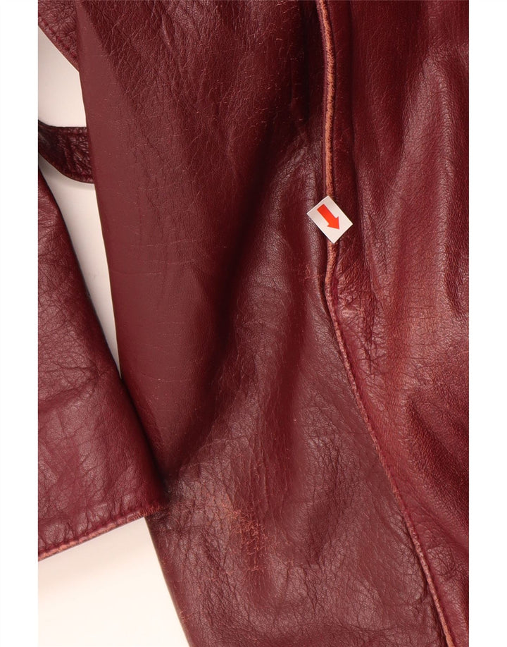 ΝΕΑ ΣΥΛΛΟΓΗ Γυναικείο Δερμάτινο Παλτό IT 42 Medium Maroon Leather