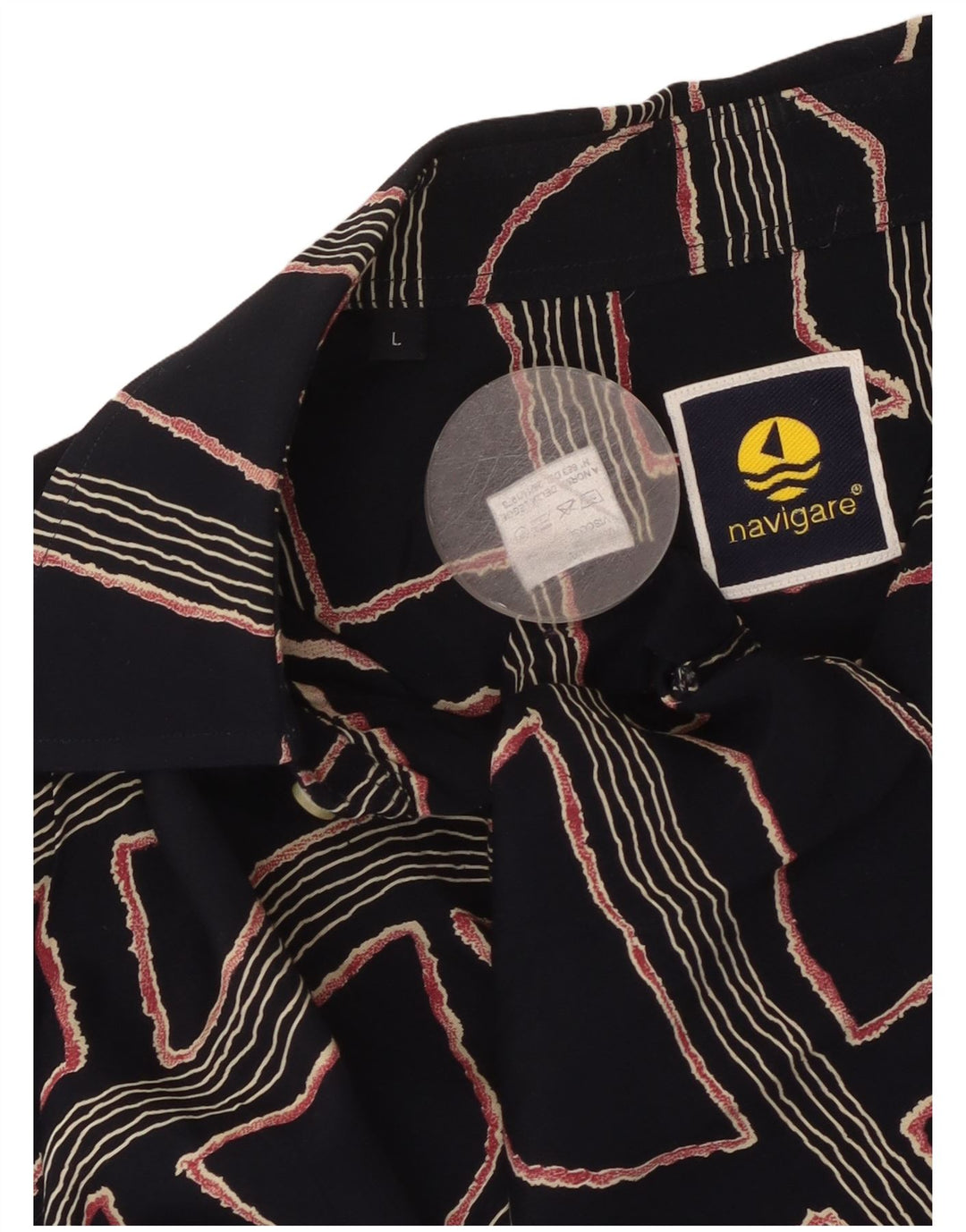 Ανδρικό κοντομάνικο πουκάμισο Navigare Μεγάλο μπλε ναυτικό γεωμετρική βισκόζη