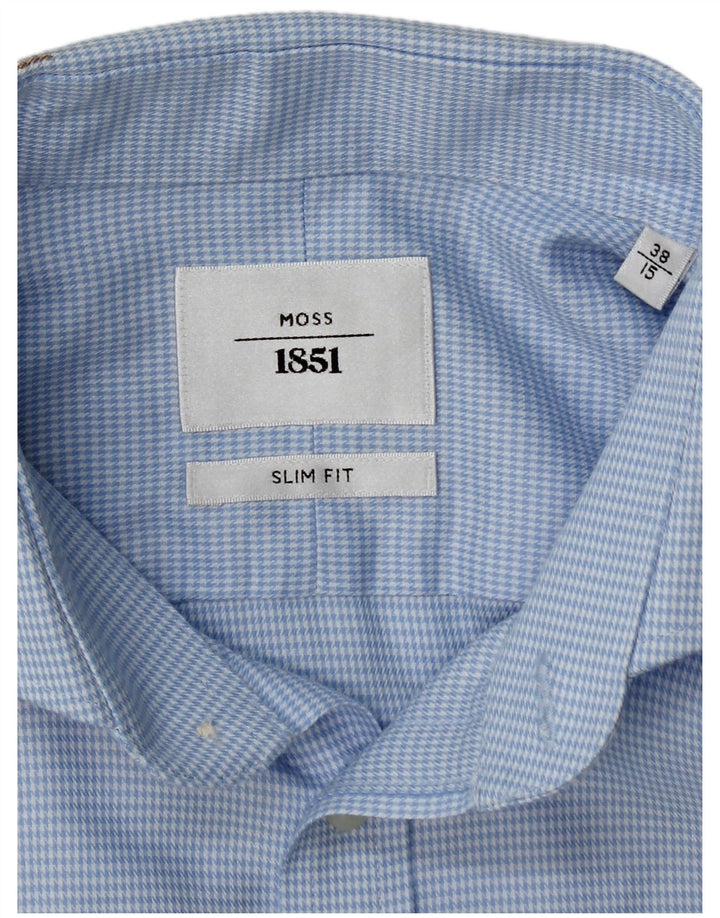 Ανδρικό επίσημο πουκάμισο Moss 1851 Slim Fit Μέγεθος 38 15 Medium Blue Houndstooth